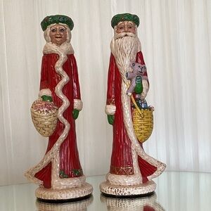 Vtg 90’s Duncan Santa and Mrs. Claus Figurine Set - Candle Holders Ceramic